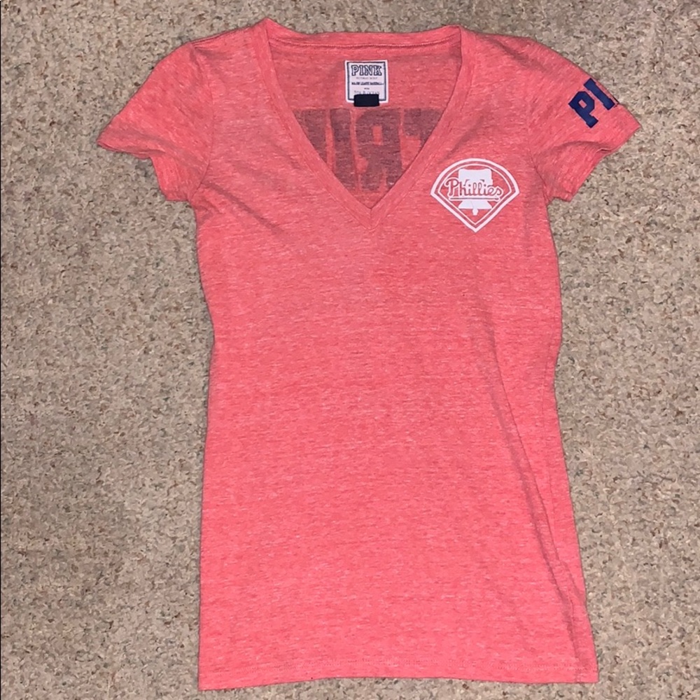 PINK PHILLIES V NECK TEE